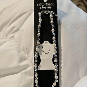Pearl and Silver Necklace 30 Inch Elagant Necklace, New With Tags.
